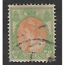 NETHERLANDS , 1898 QUEEN WILHELMINA 40c ORANGE AND GREEN SG 190 FINE USED#2