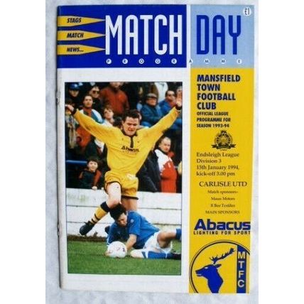 1994 programme Mansfield Town v. Carlisle United