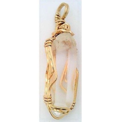 Quartz Crystal Gold Wire Wrap Pendant 4