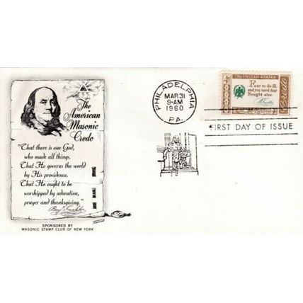 United States 1960 American Credo Franklin FDC Philadelphia Cancel Unaddressed