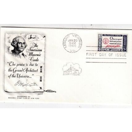 United States 1960 American Credo Washington FD Mount Vernon Cancel Unaddressed