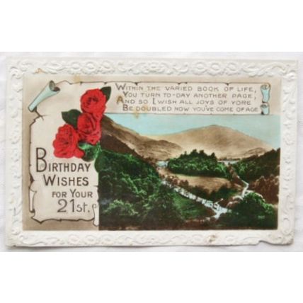 vintage Greetings postcard - 21st Birthday ref.8