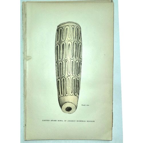 Antique Engraving 1905 print African Bushman Stone Hookah Lithograph ARt decor