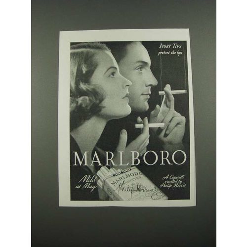 1938 Marlboro Cigarettes Ad - Ivory Tips Protect