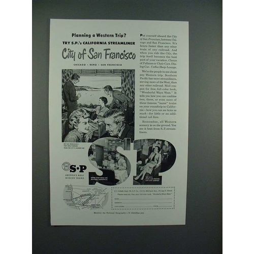 1954 Southern Pacific Lines City San Francisco Train Ad