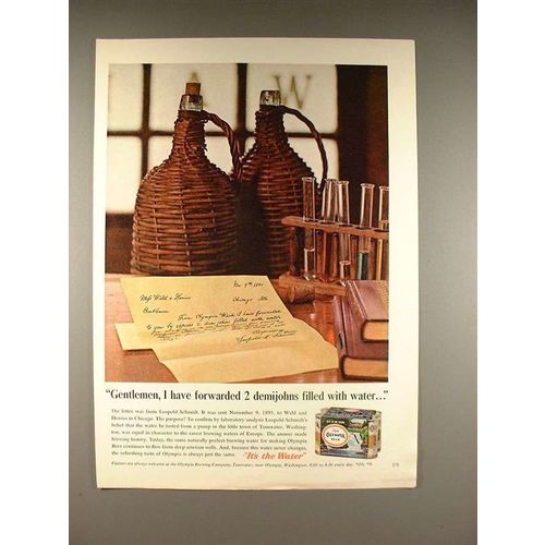 1965 Olympia Beer Ad - 2 Demijohns Filled with Water