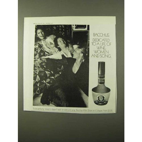 1971 Bacchus After Shave Ad - Wine, Women and Song