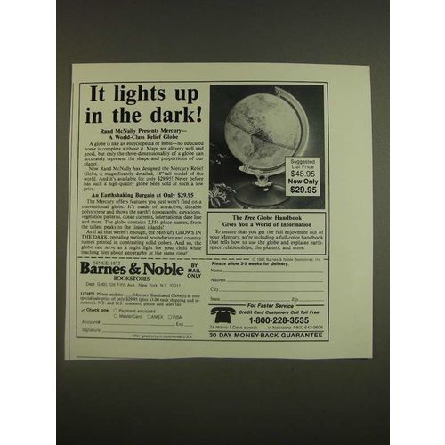 1985 Barnes & Noble Ad - Mercury Illuminated Globe