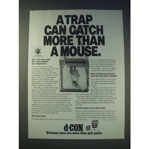 1989 D-Con Bait Products Ad - A trap can catch more than a mouse