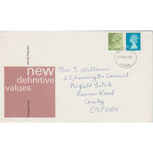 GB 1975 New Definitive 8.5p issue plus a 6.5p GPO FDC Oxford pm see others