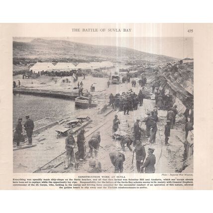 SULVA BAY, GALLIPOLI, TURKEY 1915 WW1 photograph from magazine...