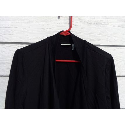 LOGO LOUNGE Lori Goldstein Black Cardigan L 44 Chest French Terry A261065 018