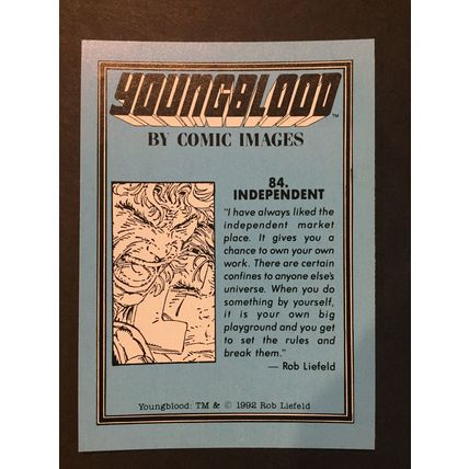 Youngblood trading card #84, excellent condition!