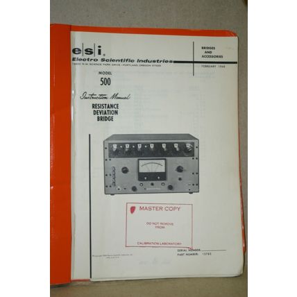 Electro Scientific Resistance Deviation Bridge 500 Manual