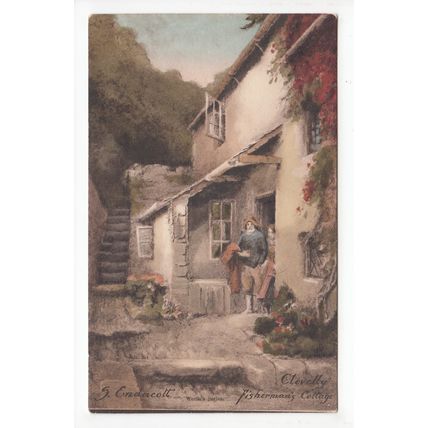 Fisherman's Cottage Clovelly Devon S Endacott Art Postcard Worth's Series