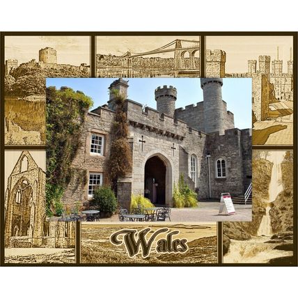 Wales Laser Engraved Wood Picture Frame Landscape (8 x 10)