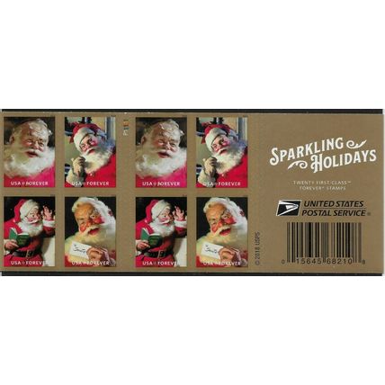 Sparkling Holidays Christmas Santa Five Books of 20 - Stamps (100 Stamps)
