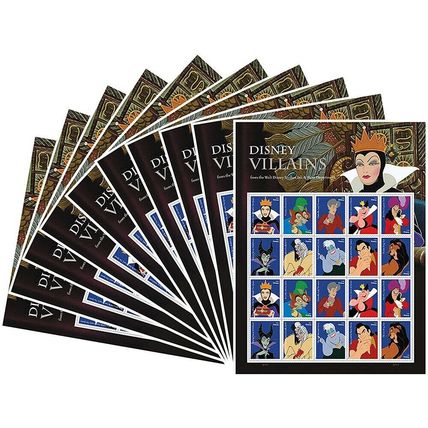 Villains 10 Sheets of 20 - USPS First Class one Ounce Postage Stamps