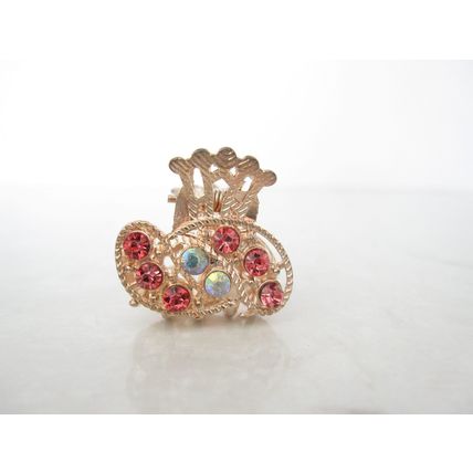 small mini gold metal crystal hair claw clip