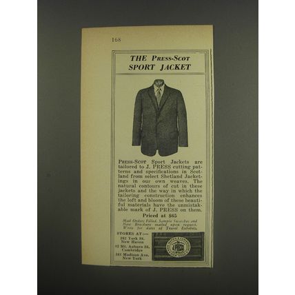 1956 J. Press Fashion Ad - The Press-Scot Sport Jacket