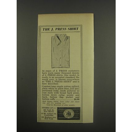 1956 J. Press Fashion Ad - The J. Press Shirt