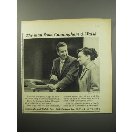 1955 Cunningham & Walsh Ad - The man from Cunningham & Walsh