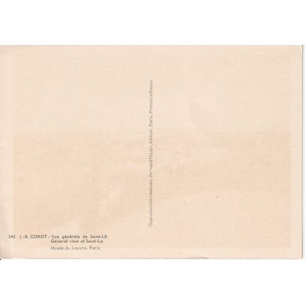 Unused Art Postcard - General view of Saint-Lo - J.B. Corot