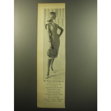 1959 Bonwit Teller Dress by Adele Martin Ad - Miss Bonwit's Biased Opinion