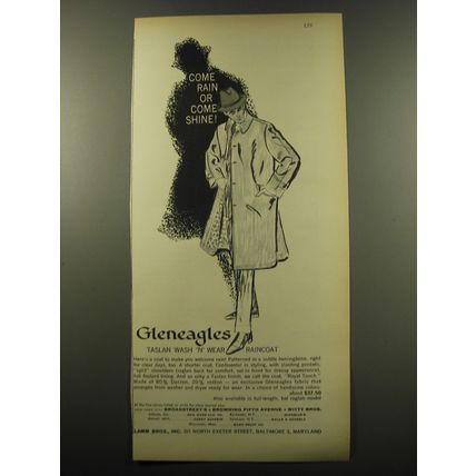 1959 Gleneagles Raincoat Ad - Come rain or come shine