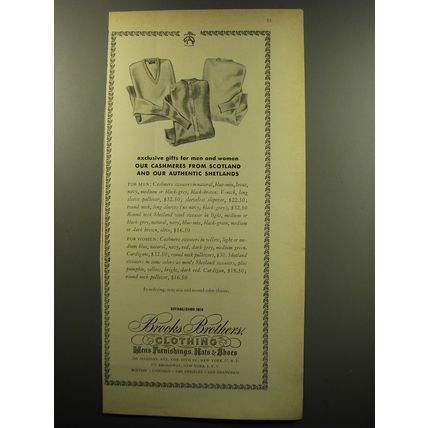 1959 Brooks Brothers Clothing Ad - Exclusive gifts for men and women