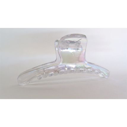 Large long clear transparent iridescent design hair claw clip for long fine hair