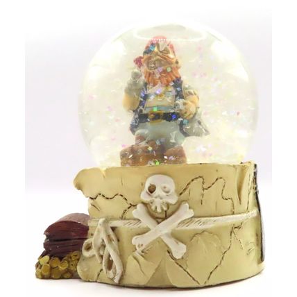 Pirate Snow Globe with Blue Coat and Treasure Map 8.5 CM Shabby Chic Gift