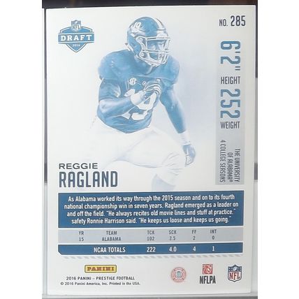 2016 Panini Prestige REGGIE RAGLAND (Alabama/Bills) Rookie Card #285