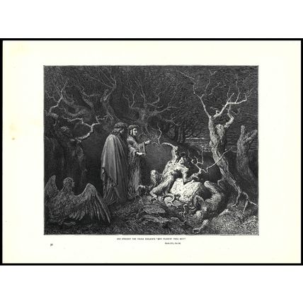 DANTE AND VIRGIL BEFORE PIER DELLA VIGNA 1903 Gustave Doré ANTIQUE ENGRAVING