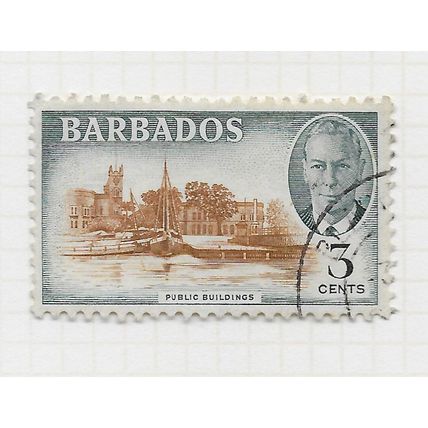 BARBADOS 1950 KG6 3c PUBLIC BUILDINGS USED SG273 273 SG
