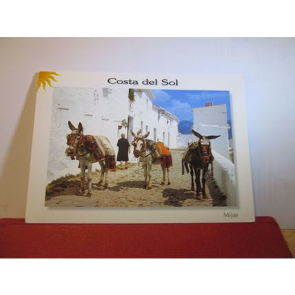 DONKEYS, MIJAS, COSTA DEL SOL. used postcard.1997 postmark =