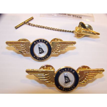 MIXED LOT OF HAT PINS - ALASKA AIRLINES JET CUFF LINK