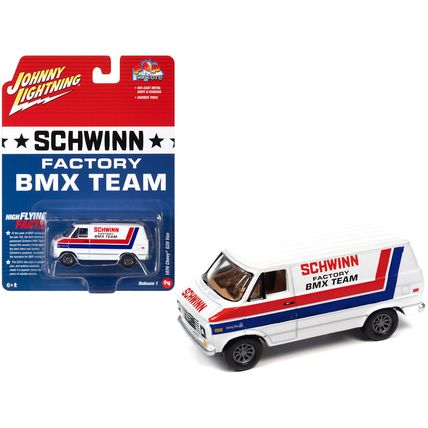1976 Chevrolet G20 Van White with Stripes "Schwinn Factory BMX Team" "Pop Cul...