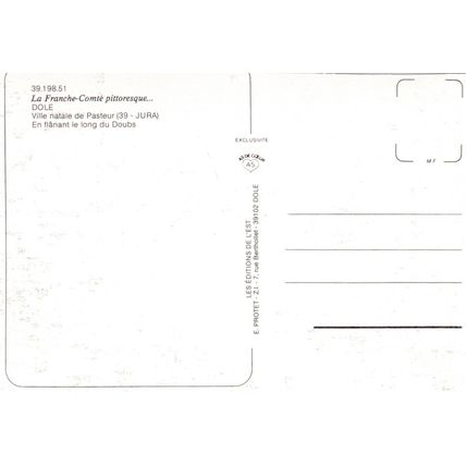 Dole Ville Pasteur France Postcard unused trimmed edges