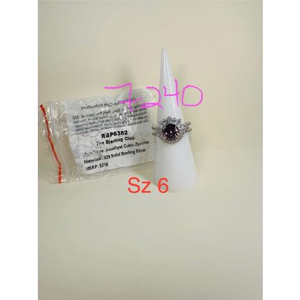 NIB Bomb Party Sz6 RBP6382 Sterling Club LC Amethyst CZ 925 Solid Sterl Silver