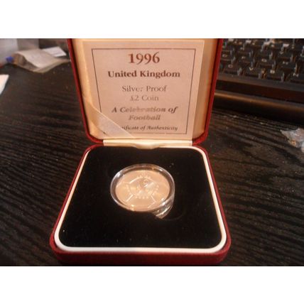 1996 Elizabeth II £2 Silver Proof - European Football Championships.