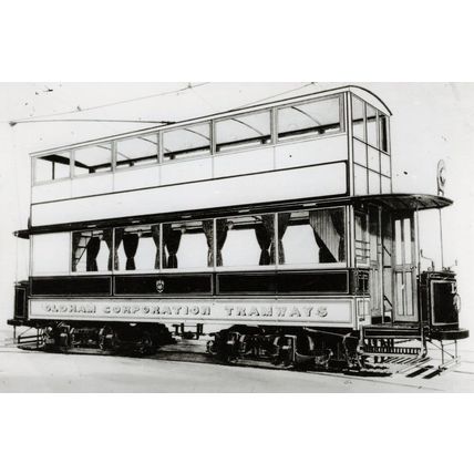 Oldham Corporation Tramways Antique Bus PB Postcard Photo