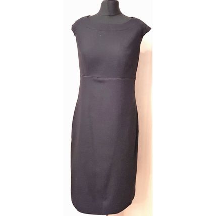 Laura Ashley Black Wool Shift Dress 12 UK