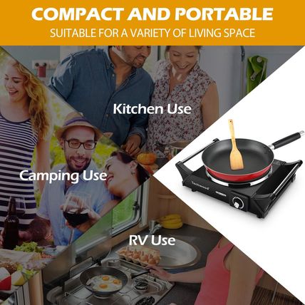 Techwood Hot Plate Portable Electric Stove 1500W Countertop Single Burner with A