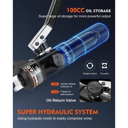 Hand Operated Hydraulic Crimping Tool Hydraulic Cable Lug Crimper 8 US TON 12 AW