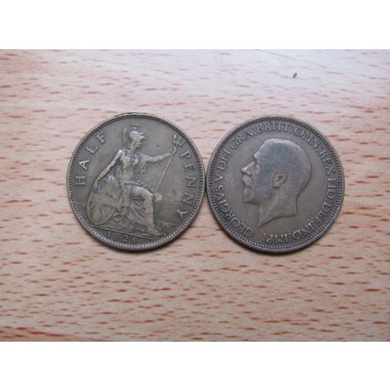 GB 1928 George V 1/2d Half Penny Coin