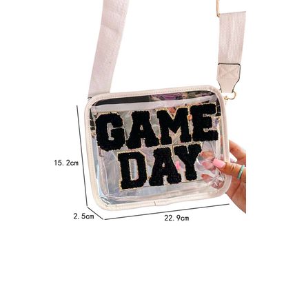 Black GAME DAY Pattern Clear Shoulder Bag