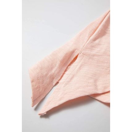 Pink Flower Patchwork Exposed Seam Oversized High Low Top