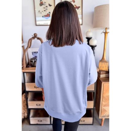 Beau Blue Floral Patched Half Sleeve Tunic Top