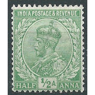 India 1912 SG155 1/2a Light Green Mounted Mint....